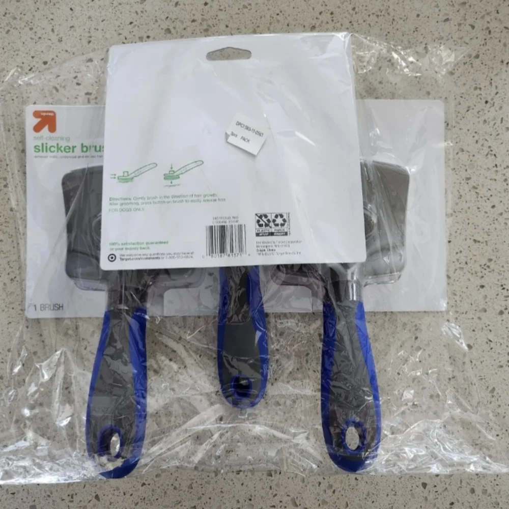 Self Clean Dog Grooming Tool Removes Mats Undercoat. Slicker Brush - 3 Pack